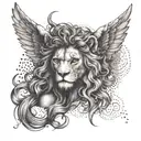 Angel with a lion's head tattoo design idea