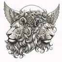Angel with a lion's head tattoo design idea