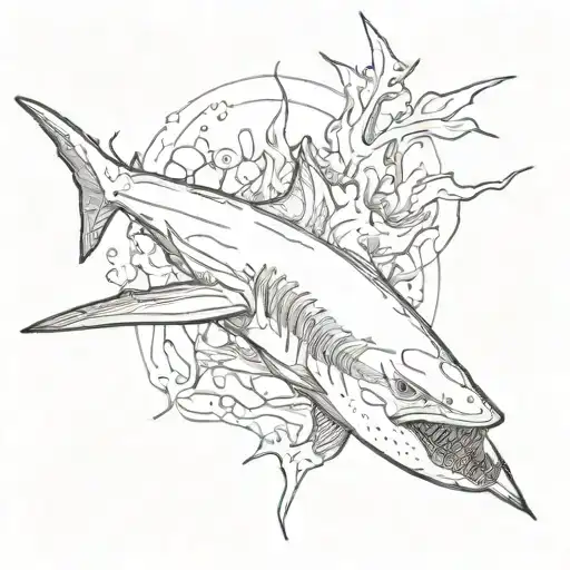 shark emerging tattoo design idea