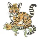 lemur serval flowers cow  tattoo design idea