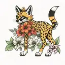 lemur serval flowers cow  tattoo design idea