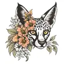 lemur serval flowers cow  tattoo design idea