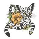 lemur serval flowers cow  tattoo design idea