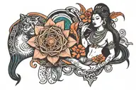 Mahadev symbols with quotes classy woman tattoo design idea