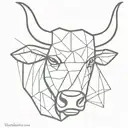 cubism bull head tattoo design idea