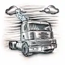 truck with fire in the cloud tattoo design idea