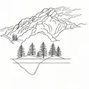 3 pine tree, mountain peak,  tattoo design idea