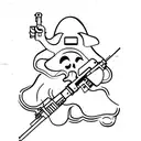 ghost with gun tattoo design idea