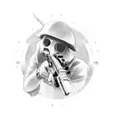 ghost holding gun tattoo design idea