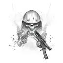 ghost holding gun tattoo design idea