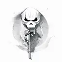 ghost holding gun tattoo design idea