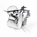 ghost holding gun tattoo design idea