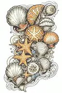 beach, sea, shells tattoo design idea