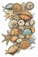 beach, sea, shells tattoo design idea