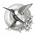 humming bird inside enso circle tattoo design idea