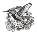 humming bird inside enso circle tattoo design idea