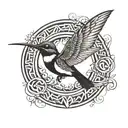 humming bird inside enso circle tattoo design idea