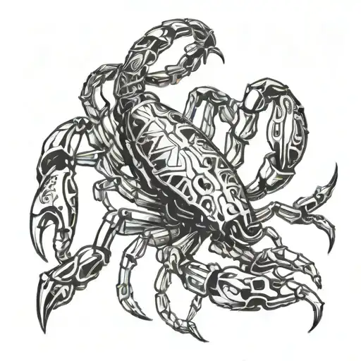 A cybernetic scorpion with circuit patterns representing the fusion of technology and nature tattoo design idea