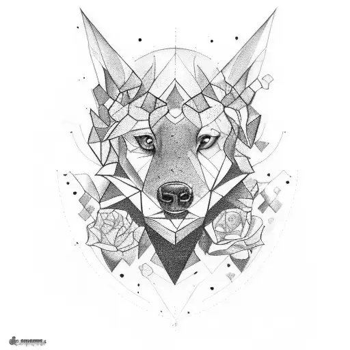 Cher Blackink IA, je souhaite que tu me crées un tatouage de bélier en forme géométrique qui couvrira l'ensemble de mon  tattoo design idea