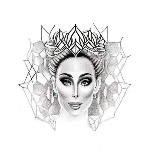 Cher Blackink IA, je souhaite que tu me crées un tatouage de bélier en forme géométrique qui couvrira l'ensemble de mon  tattoo design idea