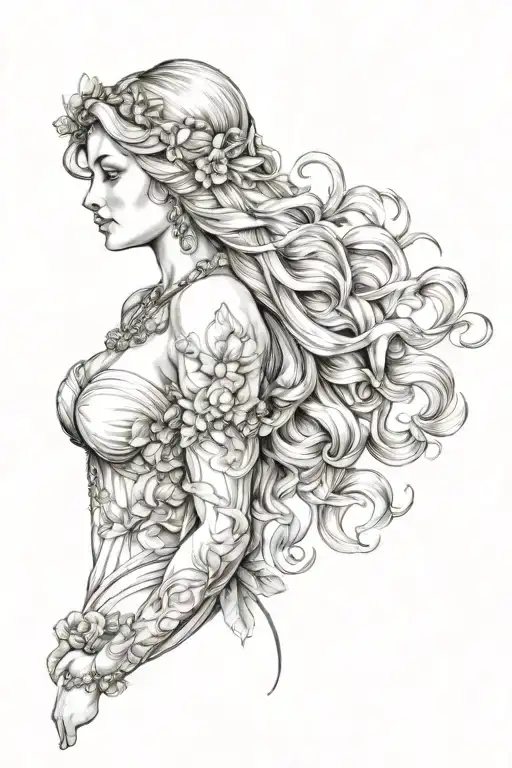 full body Aphrodite realistic beautiful girl shoulder tattoo  tattoo design idea