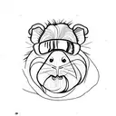 A realistic guinea pig peering through a camera lens tattoo design idea