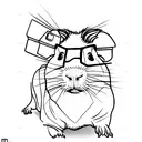 A realistic guinea pig peering through a camera lens tattoo design idea