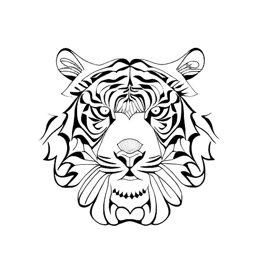 Bengal tiger in a geometric pattern tattoo design idea