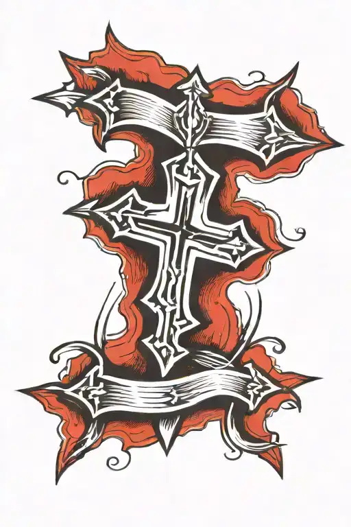 Upside down cross, that looks like a open wound tattoo design idea