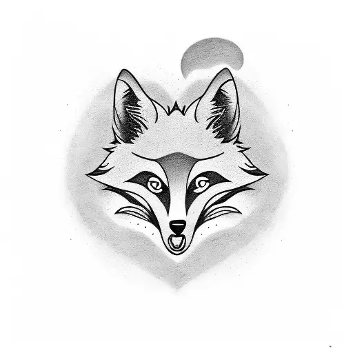A playful tattoo design representing the love for series and foxes, combining iconic symbols from popular series with a mischievous fox in dotwork style tattoo design idea