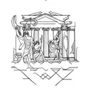 ancient architecture with greek gods  tattoo design idea