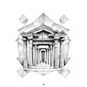 ancient architecture with greek gods  tattoo design idea