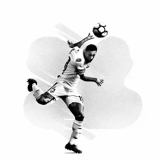 A tattoo of Neymar doing a football trick with a background of the Brazilian flag tattoo design idea