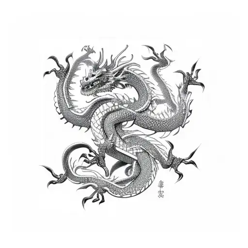 five-headed dragon tattoo design idea