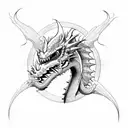  dragon with five heads tattoo design idea