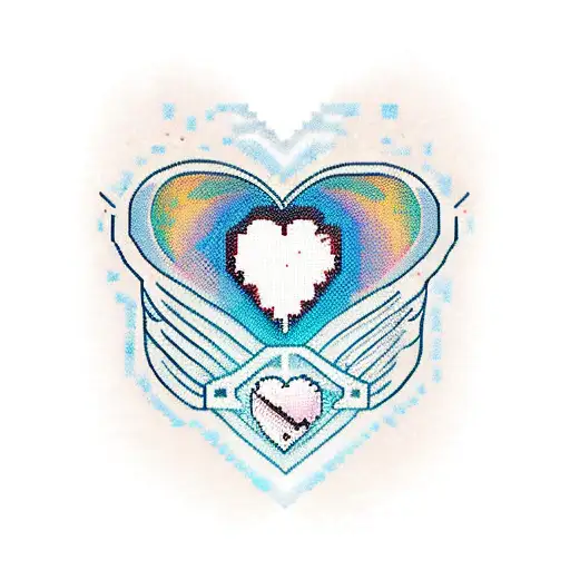 A pixelated heart with the word 'love' written in binary code, combining your love for gaming and your passion for love. tattoo design idea