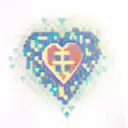 A pixelated heart with the word 'love' written in binary code, combining your love for gaming and your passion for love. tattoo design idea