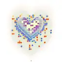 A pixelated heart with the word 'love' written in binary code, combining your love for gaming and your passion for love. tattoo design idea