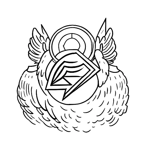 A minimalistic representation of a survey corps member standing on a hill, holding a bird in their hand as a symbol of guiding others towards triumph. tattoo design idea