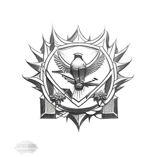 Survey Corps emblem with birds in silhouette tattoo design idea
