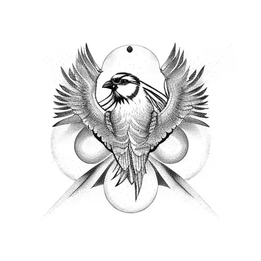 A majestic bird leading a group of people forward tattoo design idea