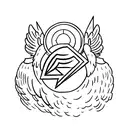 A minimalistic representation of a survey corps member standing on a hill, holding a bird in their hand as a symbol of guiding others towards triumph. tattoo design idea
