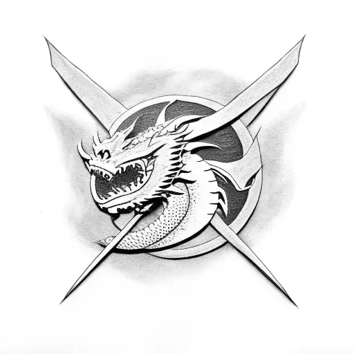 Dragon with american flag and motorcycle tattoo design idea