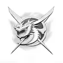 Dragon with american flag and motorcycle tattoo design idea