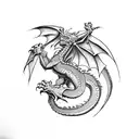 Dragon with american flag and motorcycle tattoo design idea