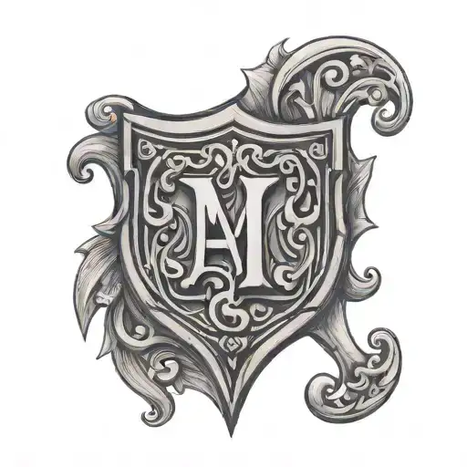 shield of faith, greek letter A blackwork tattoo tattoo design idea