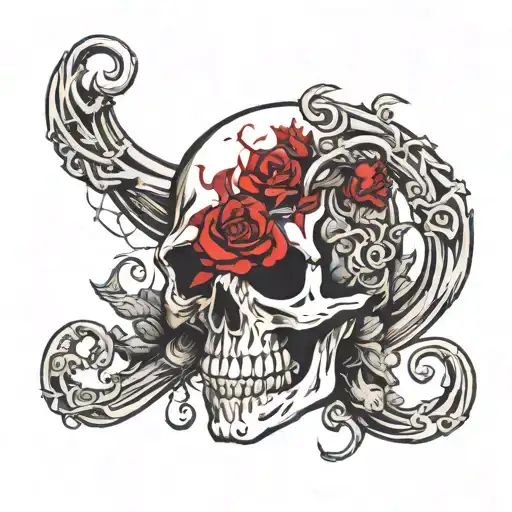 skull, triskelion, graveyard tattoo design idea
