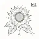 sunflower, 111 within, BMJ initials Arabic font incorporated, protector included  tattoo design idea