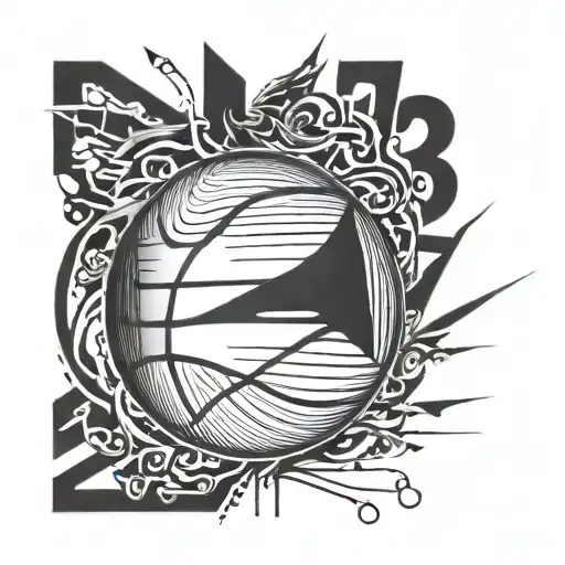 Incorporate the number 23 in a unique and abstract way into a basketball-themed tattoo design tattoo design idea