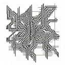 Binary code intertwined with military camouflage pattern tattoo design idea